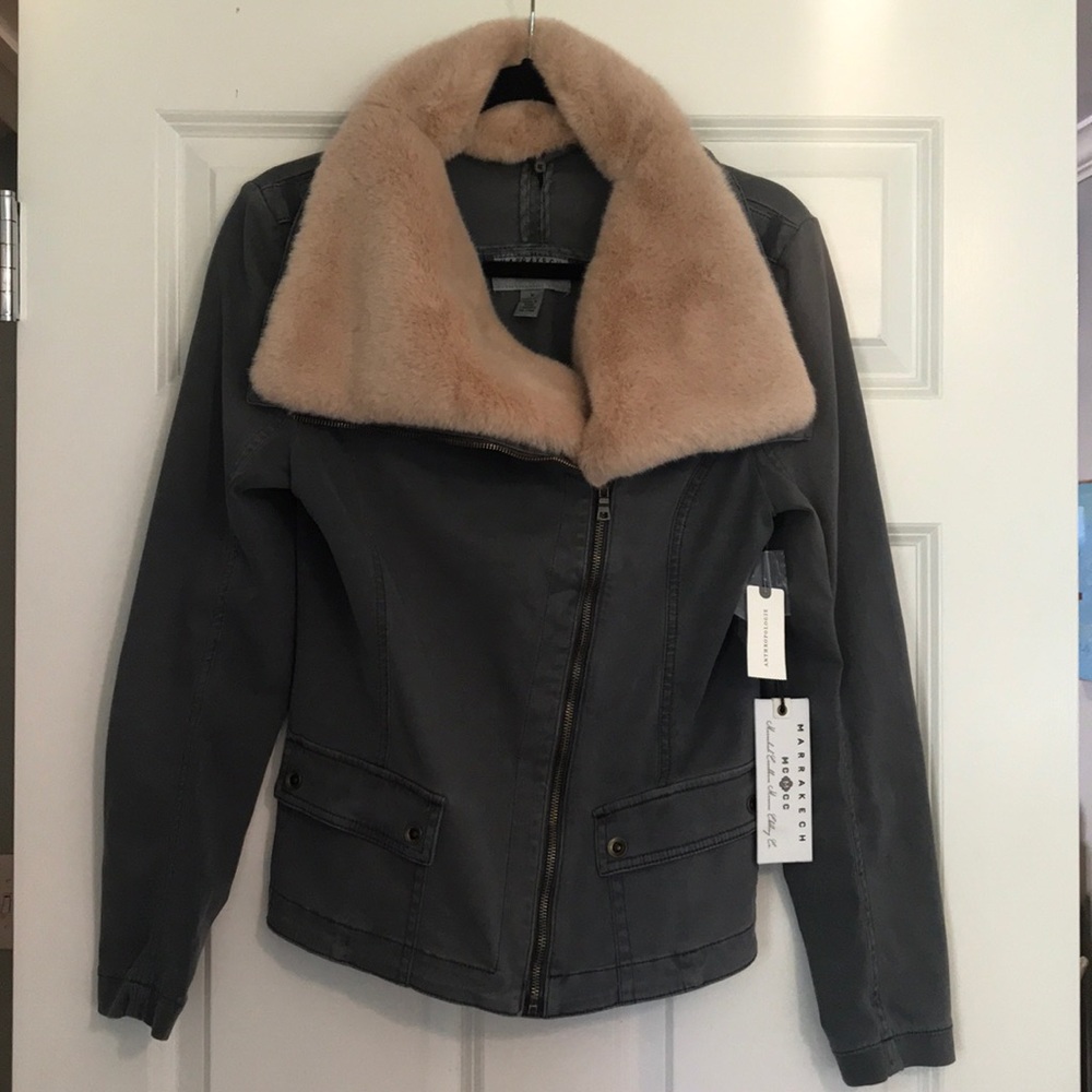 NWT Anthropologie Marrakech Fur Trim Jacket